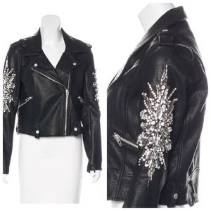 Blank NYC leather rhinestone jacket
